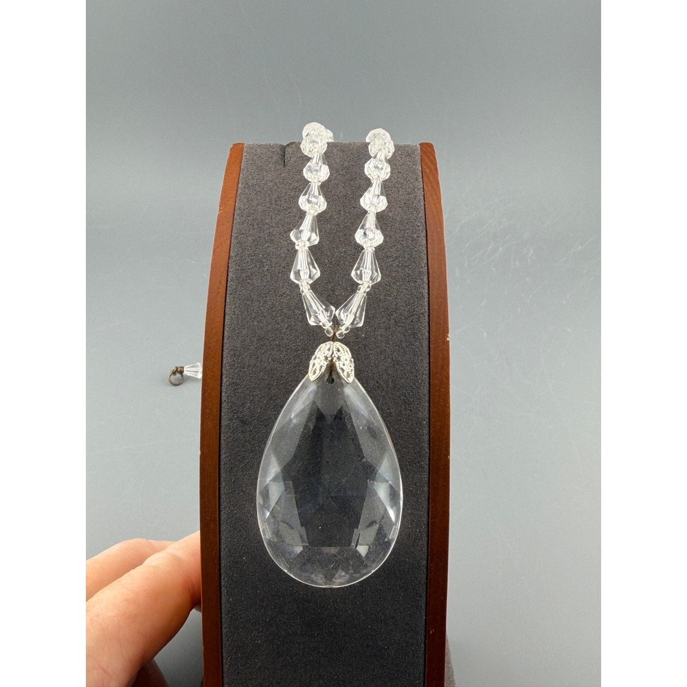 Vintage Miriam Haskell Necklace Acrylic Beads Glass Teardrop Pendant 22 Inch
